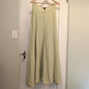 Eileen Fisher Linen Blend Woven Tank Sundress Pale Yellow Green Womens XL - FLAW